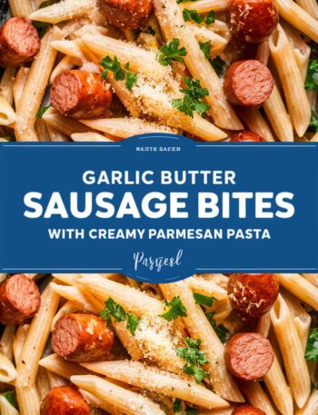 Garlic Butter Sausage Bites with Creamy Parmesan Pasta – Easy Pasta Bakes Recipes