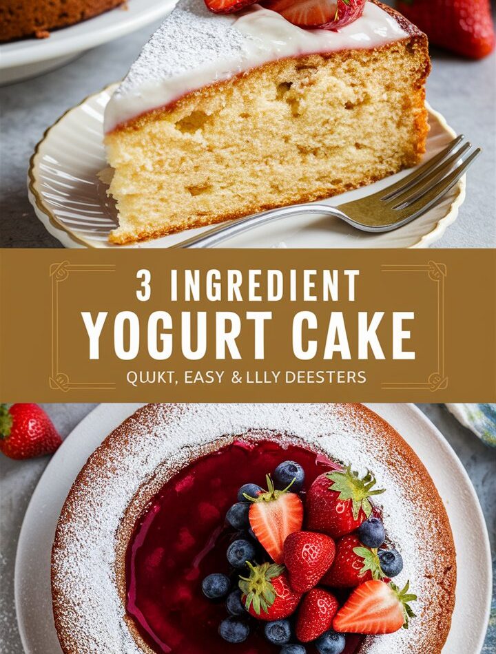 Creamy Yogurt Cake with Only 3 Ingredients – Cheesey Potatoes Easy Recipe Style