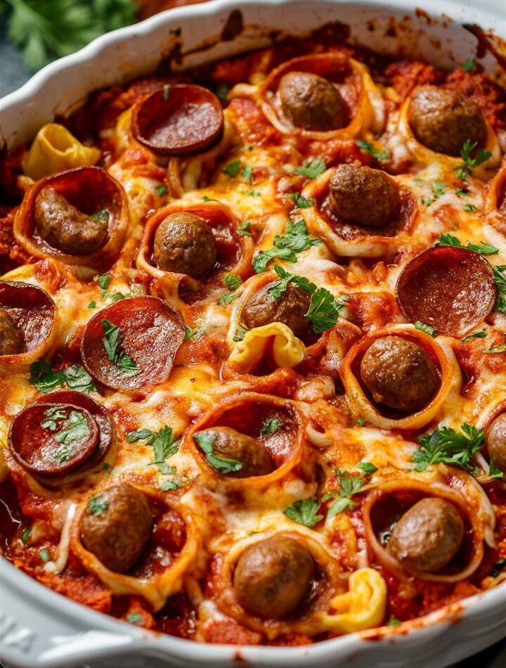 Meat Lovers Pizza Tortellini Bake – Easy Recipes for Dinner