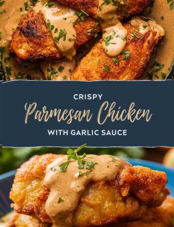 Crispy Parmesan Chicken with a Rich Garlic Sauce