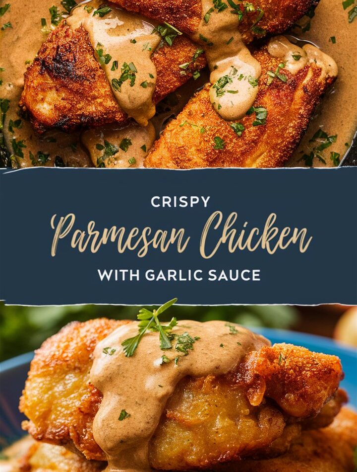 Crispy Parmesan Chicken with a Rich Garlic Sauce