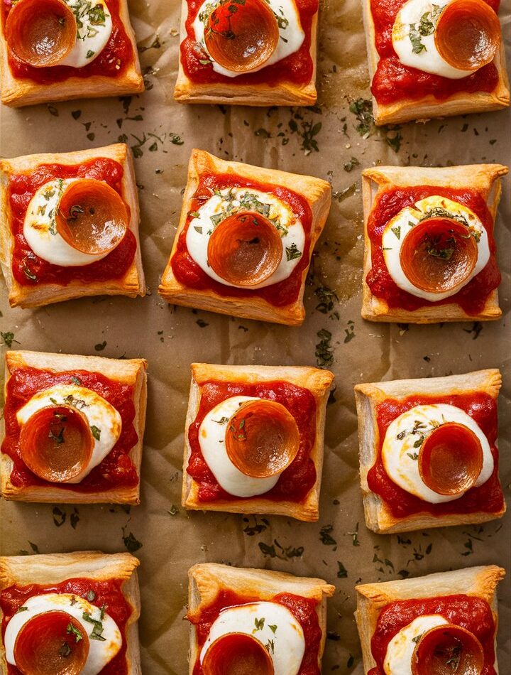 Christmas Puff Pastry Pizza Squares