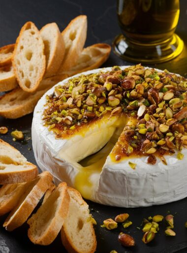Pistachio & Honey Sweet Baked Brie Wreath: A Festive Holiday Appetizer
